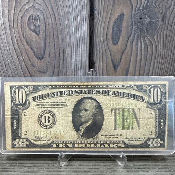 1934 $10 Federal Reserve Note - Alexander Hamilton - New York